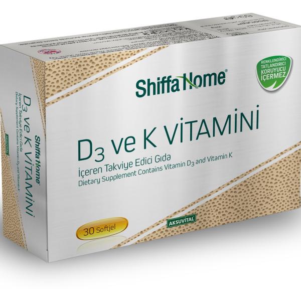 Shiffa Home D3 ve K Vitamini 1300 Mg 30 Softjel Kapsül
