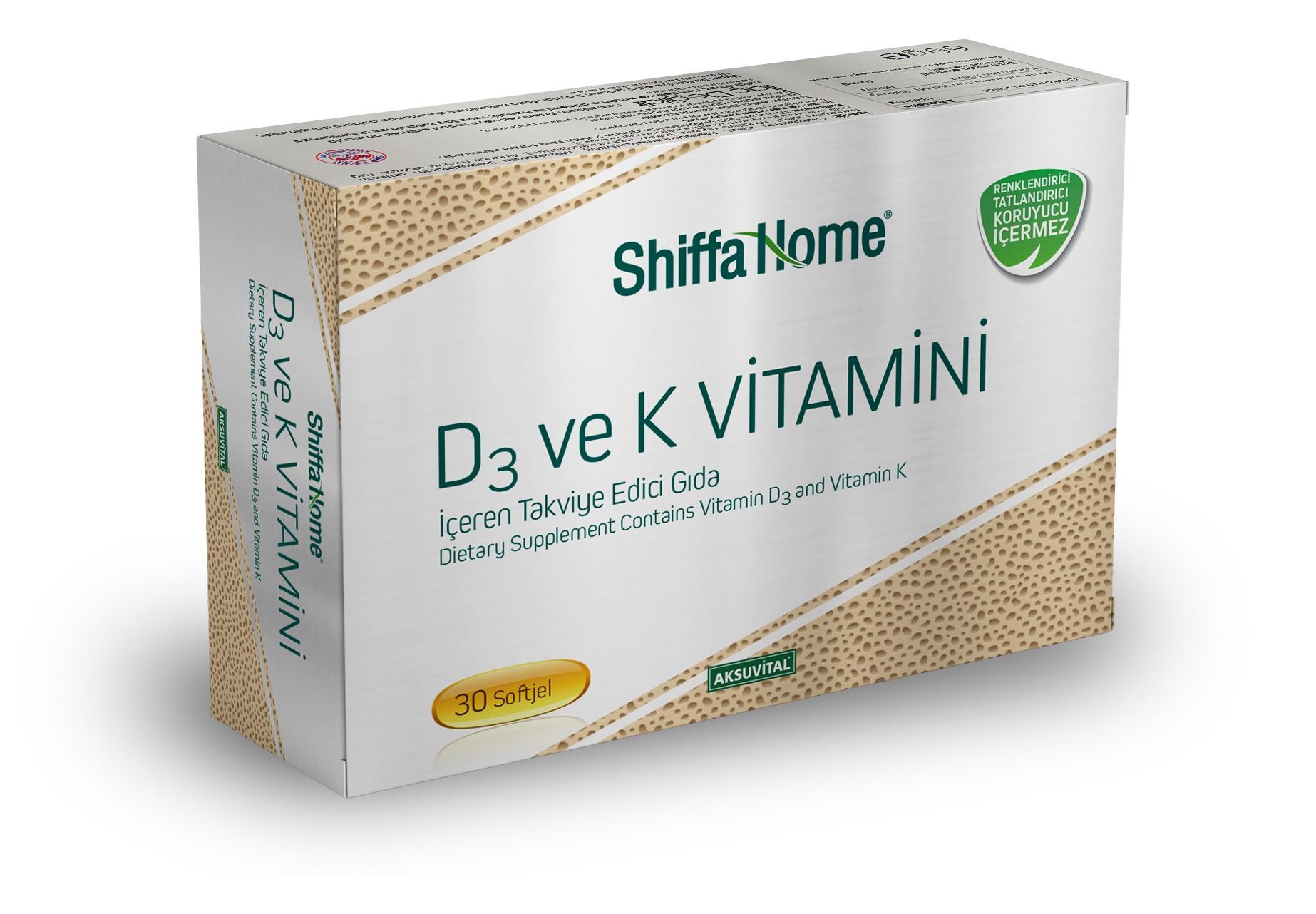 Shiffa Home D3 ve K Vitamini 1300 Mg 30 Softjel Kapsül