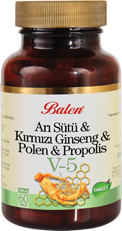 Balen Arı Sütü Kırmızı Ginseng Polen Propolis V-5 1015 Mg 60 Tablet